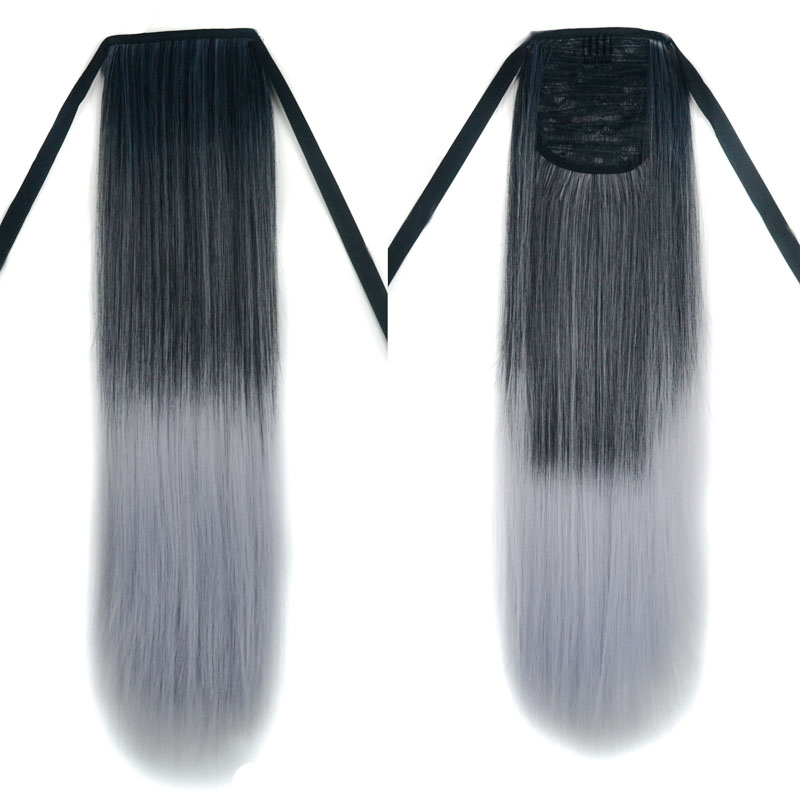 Jeedou cabello ondulado sintético cinta para coleta coletas con cordón negro gris Color degradado extensiones de cabello: #1b / azul