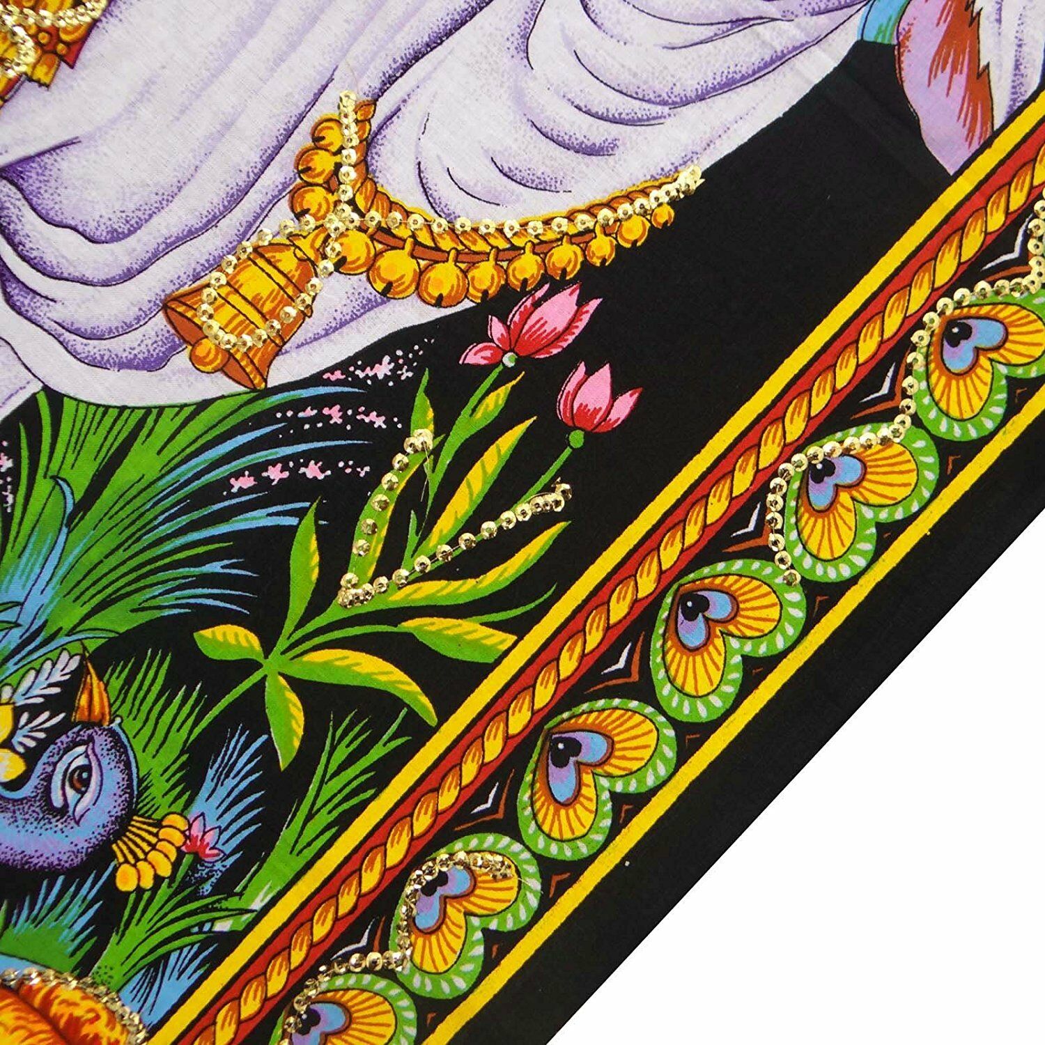Seigneur Krishna – petite tenture murale indienne en coton, tapisserie