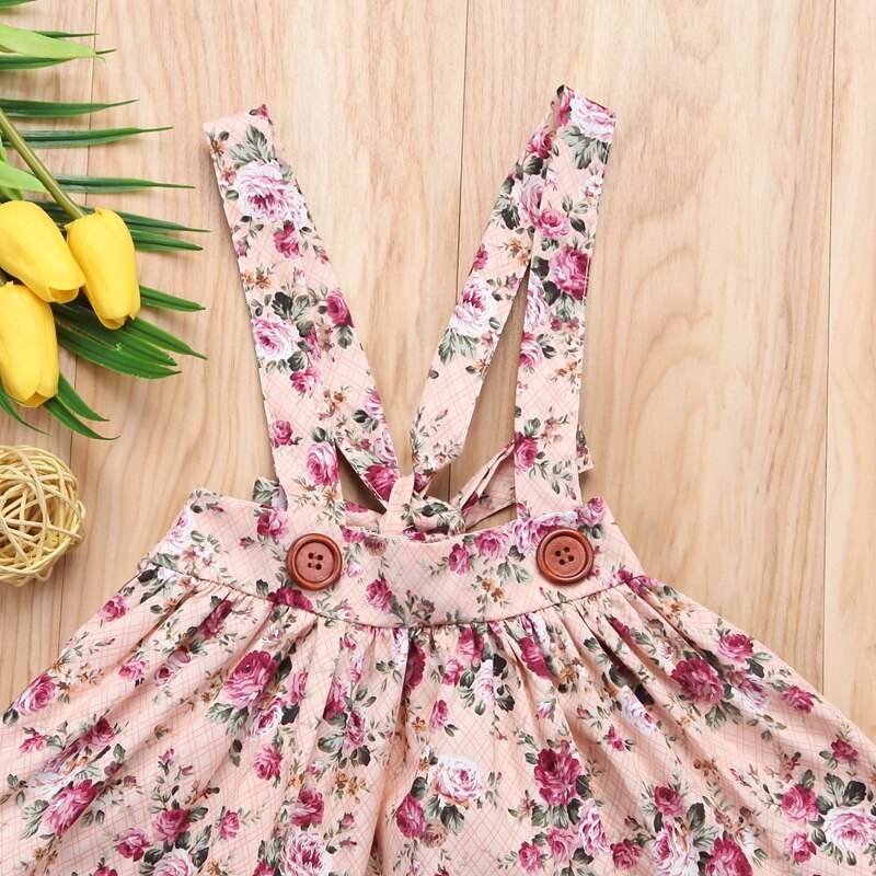Kids Skirts For Girls Spring Floral Girls Toddler Baby Girls Floral Party Princess Bib Strap Skirt Outfits