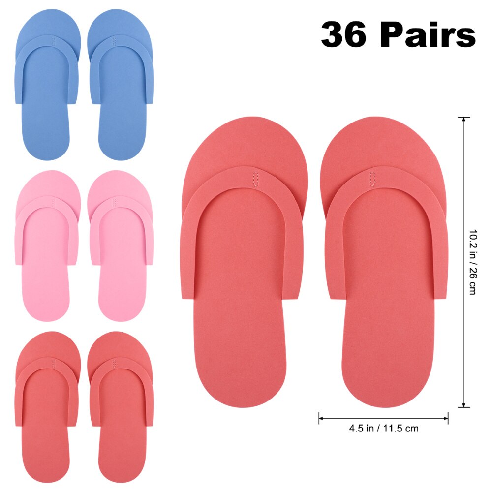 36 Pairs Disposable Foam Slippers Foam Pedicure Slipppers For Salon Spa Pedicure Random Color 8664