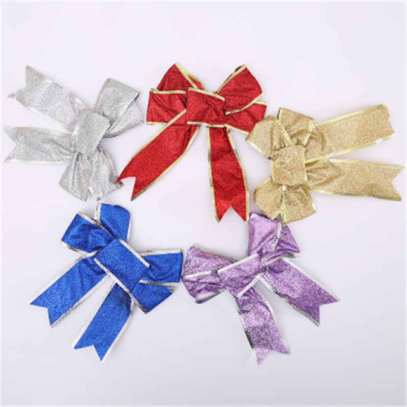 Decoracion navidad 25cm stora julrosor slips glitter rött band rosetter julgran dekor pilbågar julprydnad