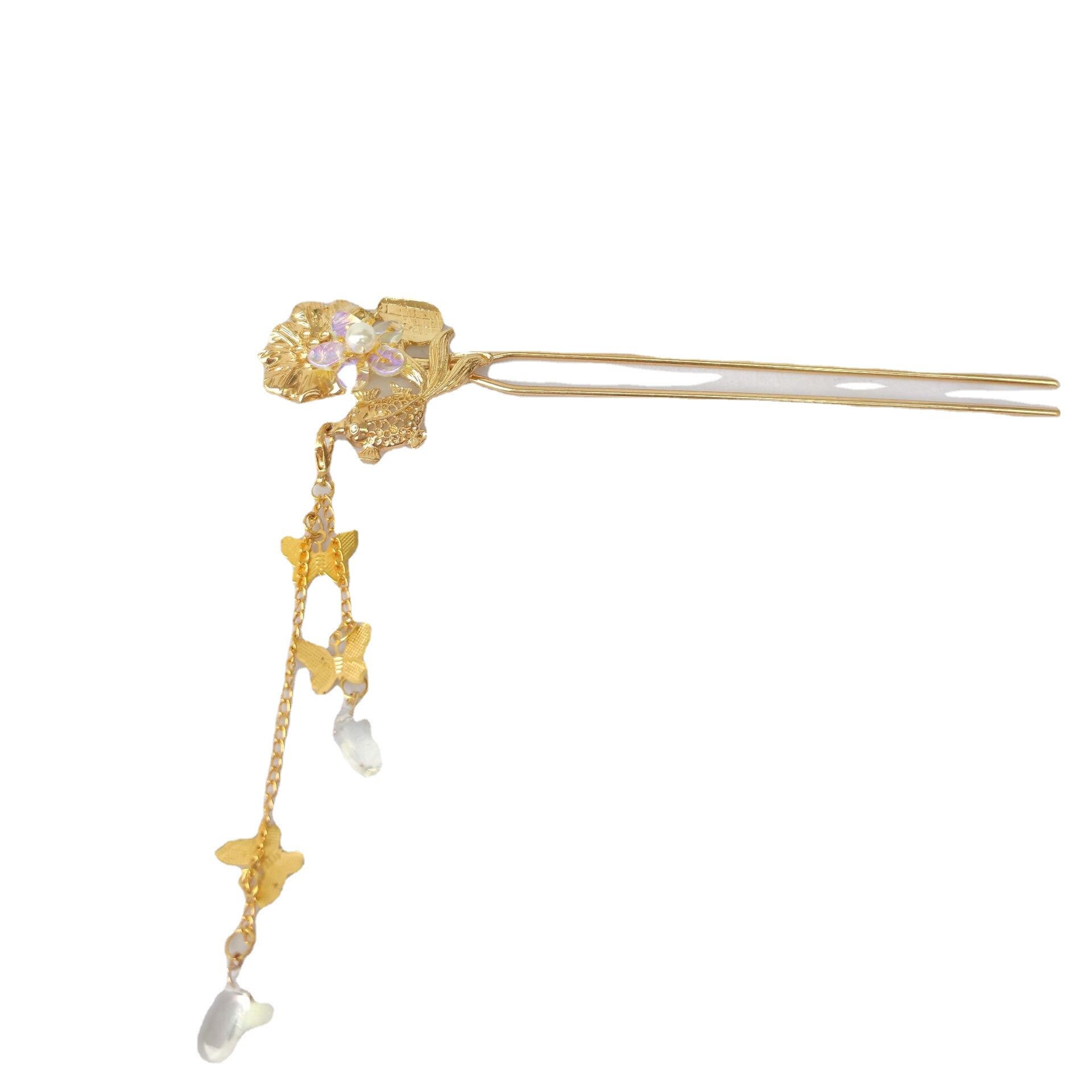 Acessórios de cabelo chineses, grampos de cabelo de metal hanfu, presilhas de cabelo com borla, grampo de balanço antigo, ornamentos para cabeça