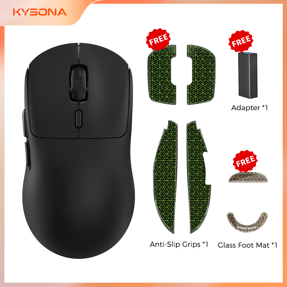 Kysona M600 V2 Schwarz PAW3395 Wireless Gaming Esports Maus 55g 26000DPI 6 Tasten Optische PAM3395 Computer Mäuse für Laptop PC