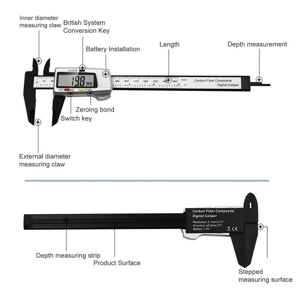 150MM/6inch Electronic Sliding Digital Vernier Caliper Tool Ruler Micrometer Measuring Tools Gauge Plastic