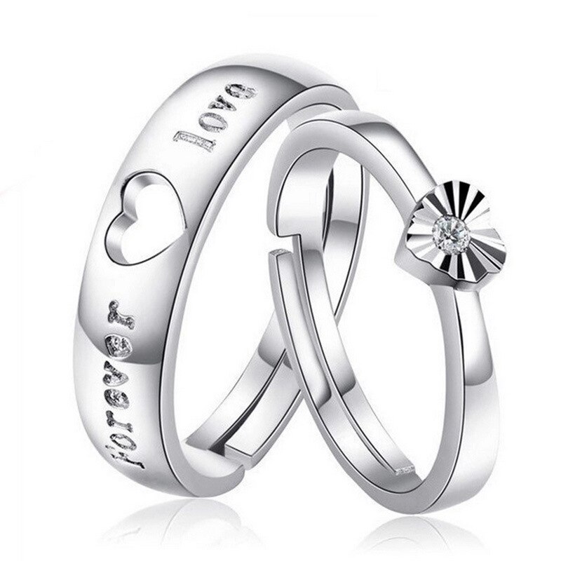 NEHZY S925 Stamp silver Female jewelry couple rings Heart-shaped opening ring One pair price