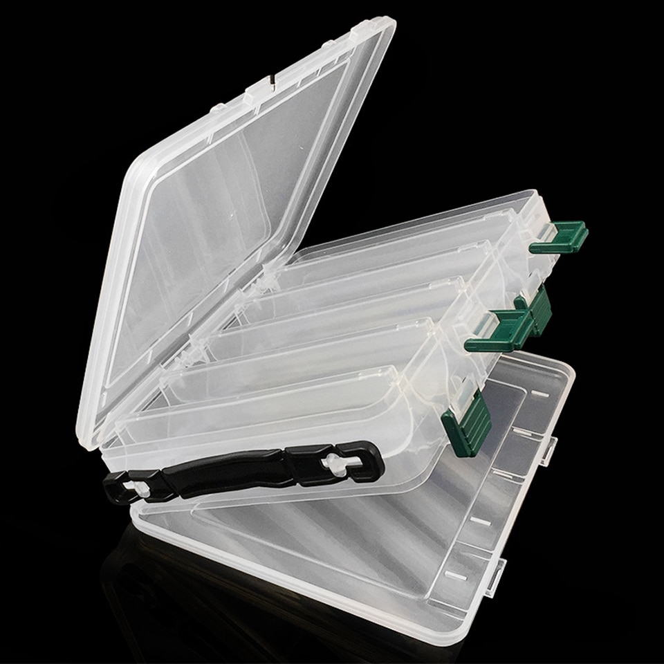 20.5*17*5 cm Dubbelzijdig Sterkte Transparante Zichtbare Plastic Vissen Lokken Box 10 Vakken met Afvoer Gat vissen
