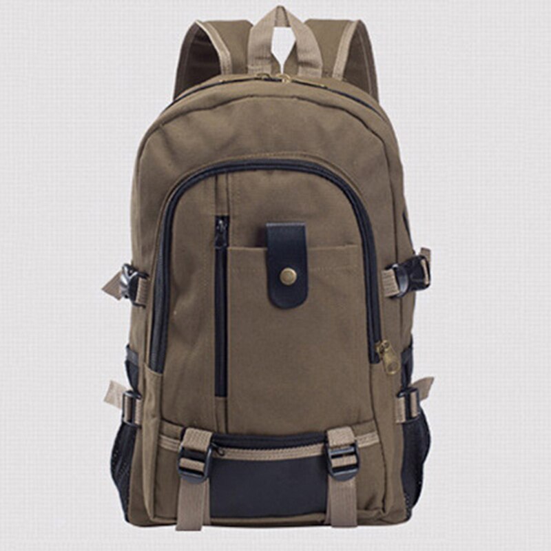 Masculino lona mochila lazer viagem vintage moda portátil mochila funcional computador versátil masculino sacos: Dark brown