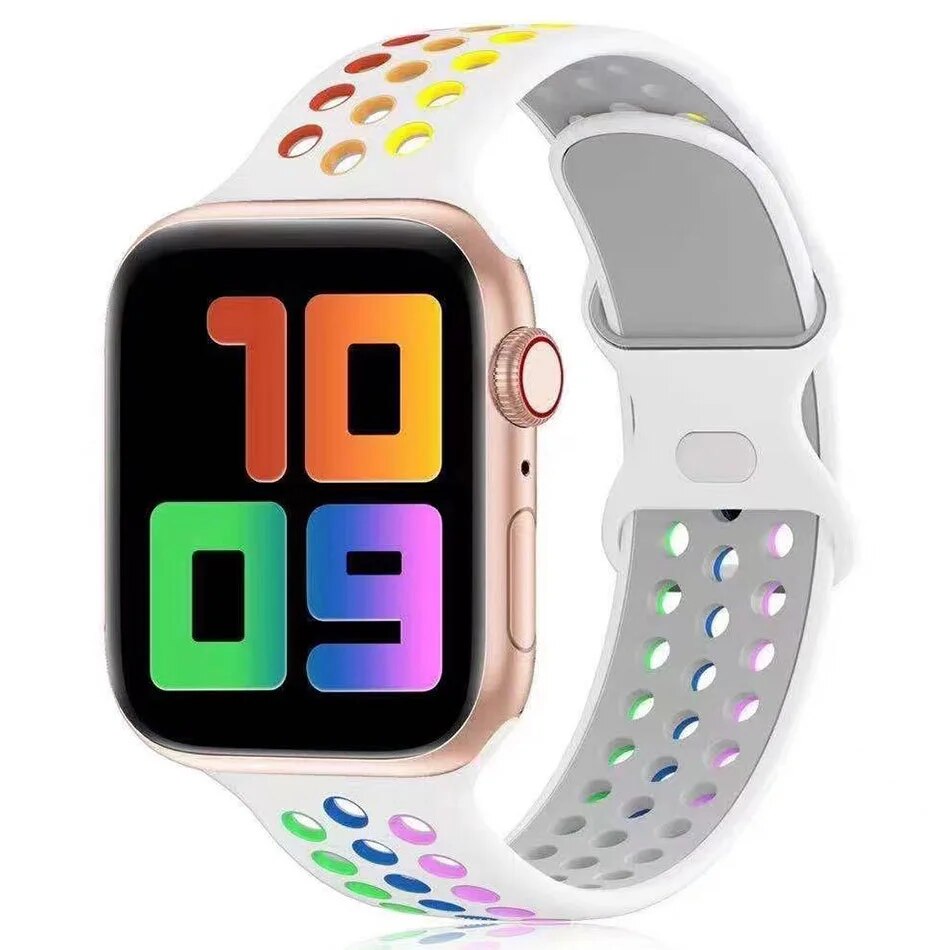 Bracelet de montre en silicone de sport de poignet de remplacement double pour la série Apple IWatch