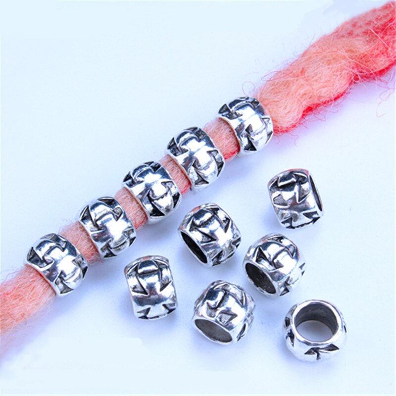 Anillos para el pelo de Metal plateado, trenzas para el cabello, rastas, cuentas, abalorios, rastas, accesorios para el cabello DIY, 5 unids/bolsa: 5pcs  NO.11