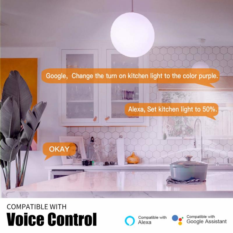 Dimmable Wifi Intelligent RBG Wireless Smart Bulb Music Lamp Light Voice APP Remote Control E27/E26/B22 For Alexa Google Home