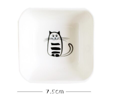 6pcs Square cat Sauce dish ceramic dinner plates sets cat plate Small Saucer Shape Dinner Tray Sauce Dish Mini Ceramics Plate