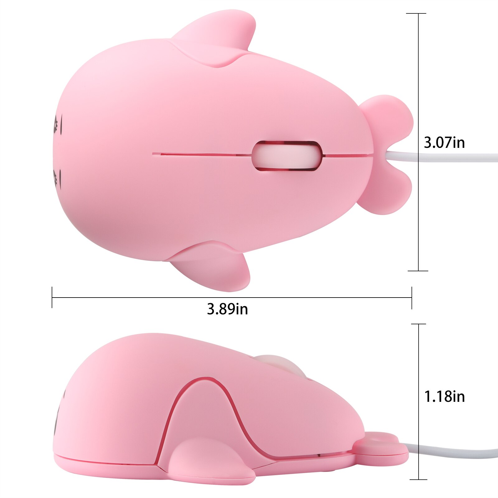 Mini Wired Mouse Cute Dolphin Ergonomic Mause 1600 DPI Optical USB Pink Girl Portable Mice For PC Laptop