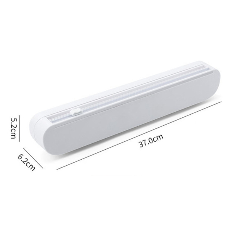 Plastic Wall Hanging Food Wrap Dispenser Suction Cup Adjustable Foil Storage Holder Cutter Cling Film Cutting Box Kitchen Tools: E