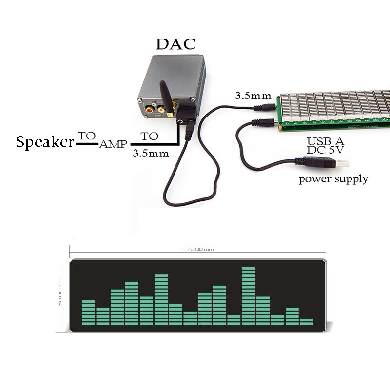 AK1616 – analyseur de spectre de musique LED, niveau HIFI, bricolage, Audio, VU mètre, amplificateur MP3 PC, indicateur Audio, vitesse réglable, Kit AGC