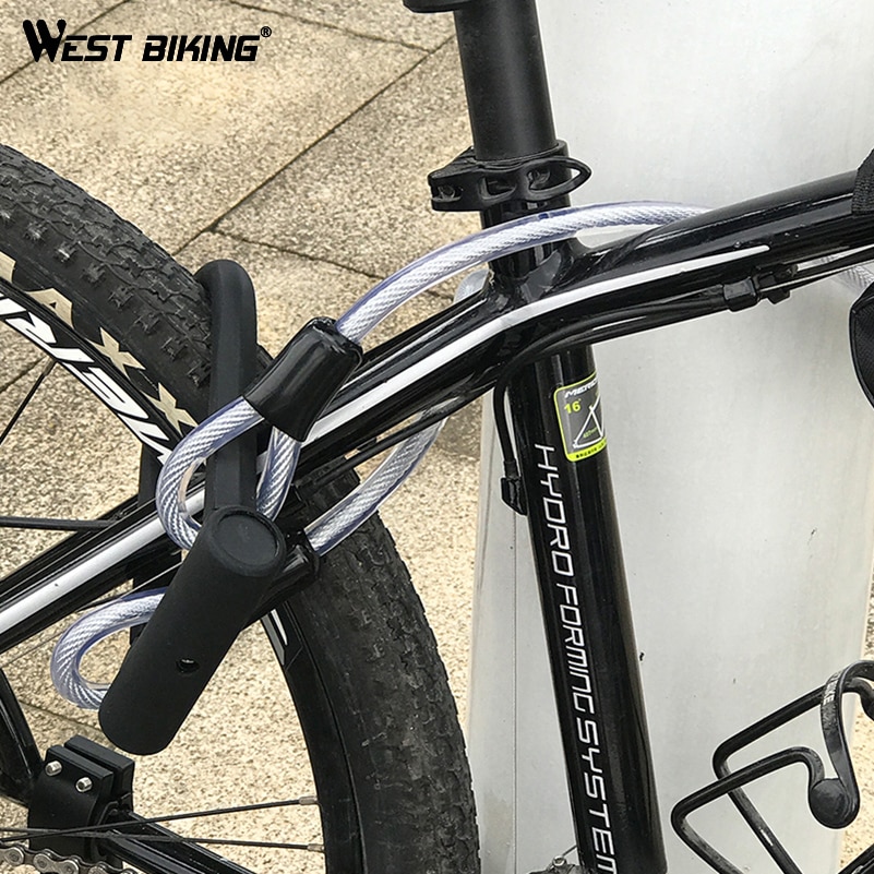 WEST BIKING Bicycle U Lock Steel Safety Anti-theft MTB Road Bike Cable U-Lock Set Candado Bisiklet Kilidi Security Cycling Locks
