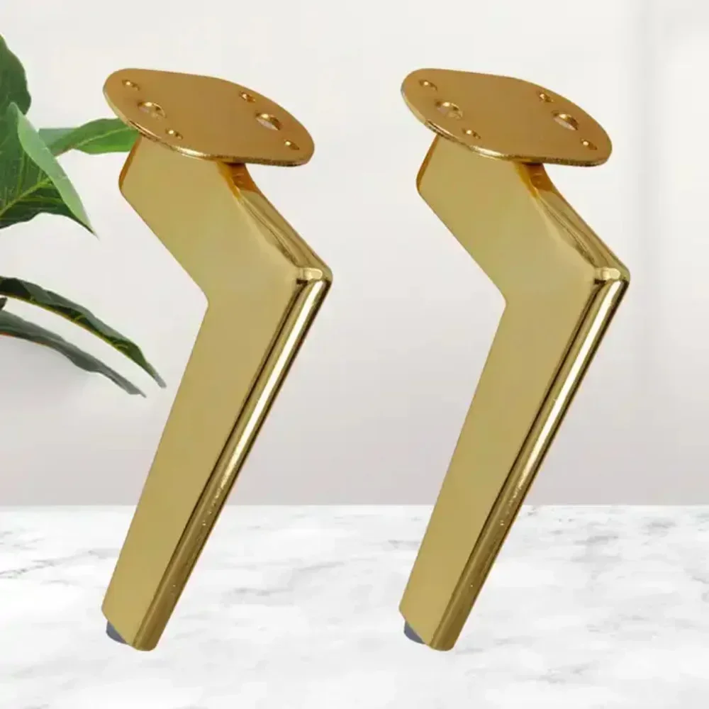 4 stk 15cm sofatilbehør, deler, møbelkomponenter, svarte, gylne møbelben, metall, sengeføtter, bordføtter, møbelben