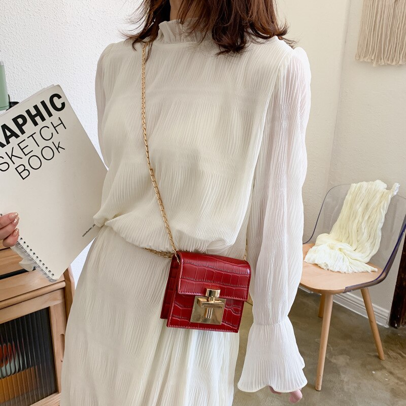 Mini bag female Korean version of the wild texture messenger bag stone pattern small square bag