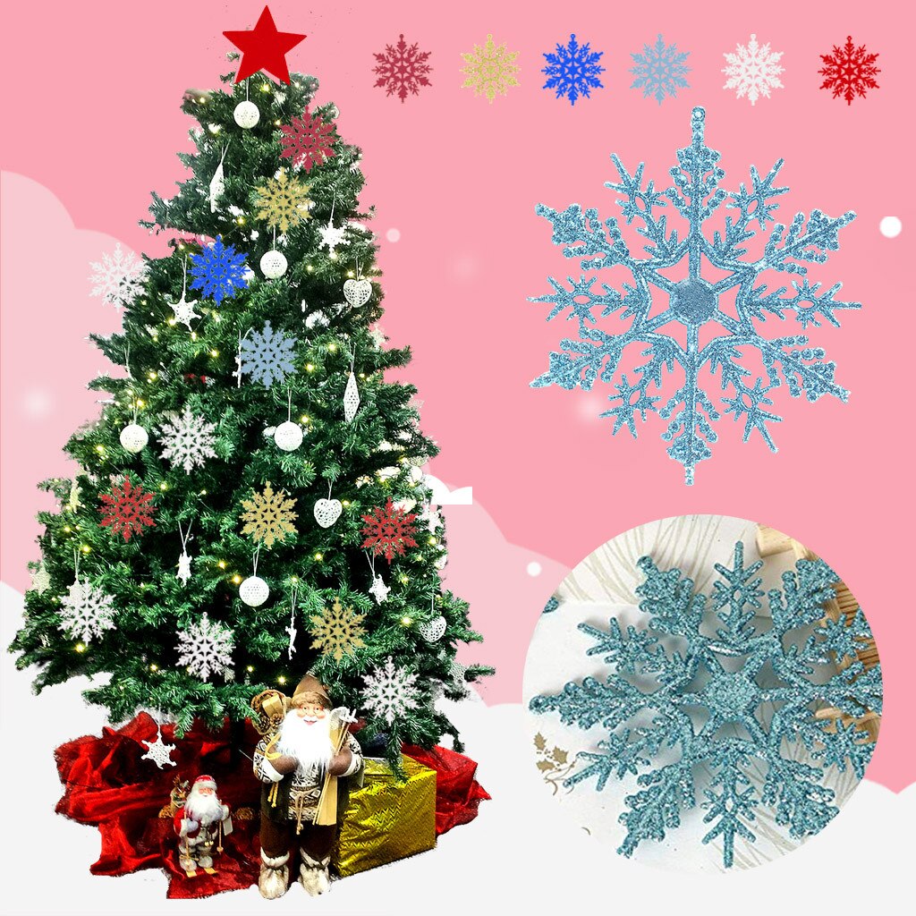 10Pcs Glitter Snowflake Christmas Ornaments Xmas Tree Hanging Decoration 10cm Christmas Decoration boże narodzenie