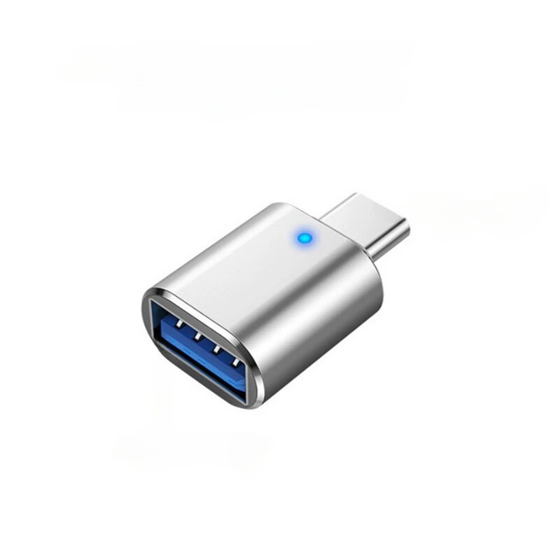 Adapter LED USB 3.0 na USB typu C OTG na USB typu C USB-A na złącze żeńskie Micro USB typu C do adapterów Samsung Xiaomi POCO: Srebrny