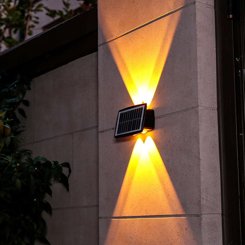 Lámpara Solar de pared Led para exteriores, decoración impermeable, lámpara de jardín, iluminación luminosa arriba y abajo para pared, porche, balcón, jardín y calle: rosa / 6-10 vatios