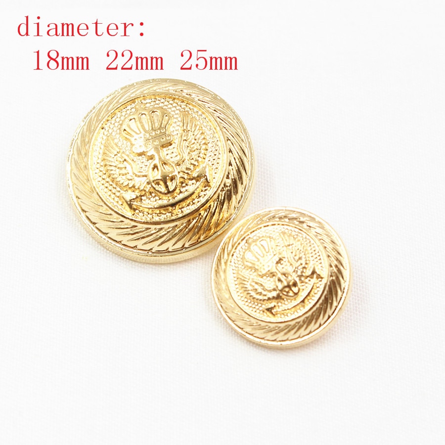 10 Stks/partij, Diameter 18/25Mm Britse Style Gold Metal Knoppen Jas Kledingstuk Accessoires Diy Materialen 16524LL-006