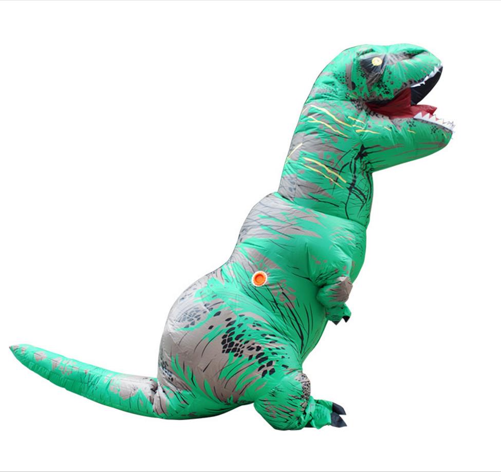 IK NFLATABLE Dinosaurus T REX Kostuums voor vrouwen Blowup T-Rex Dinosaurus Halloween Opblaasbare kostuum mascotte Partij kostuum voor volwassen: Groen / XL