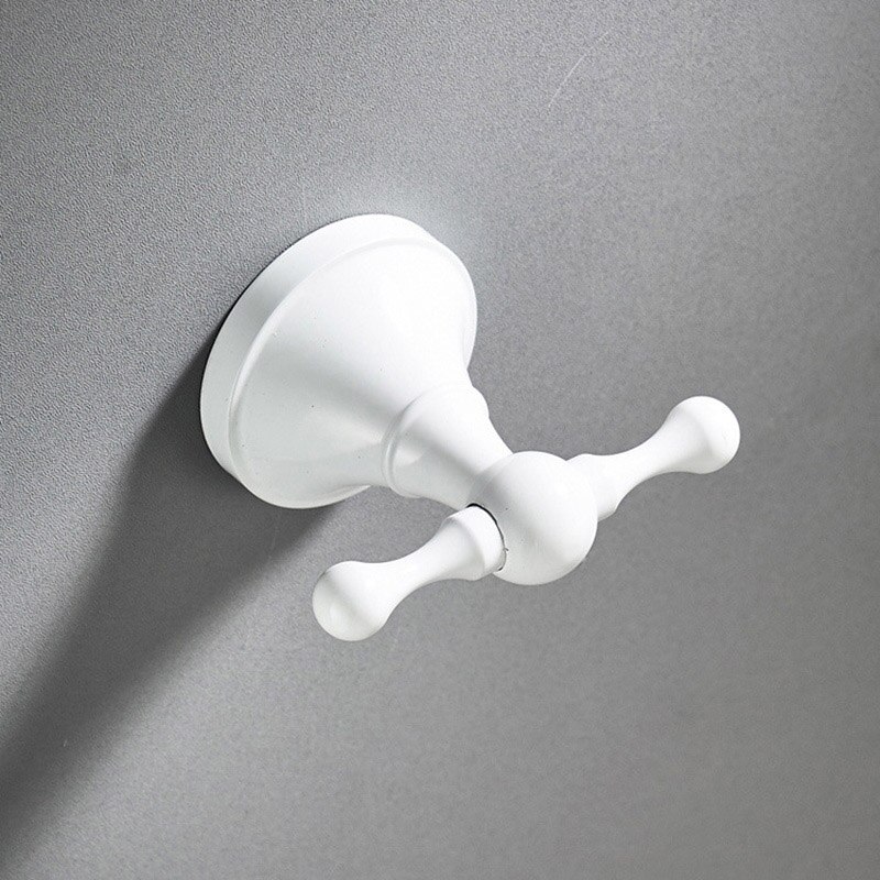 Ensemble d&#39;accessoires de salle de bain en laiton blanc, porte-savon de douche, porte-sèche-cheveux, porte-peignoir, brosse de toilette, porte-rouleau: robe hook