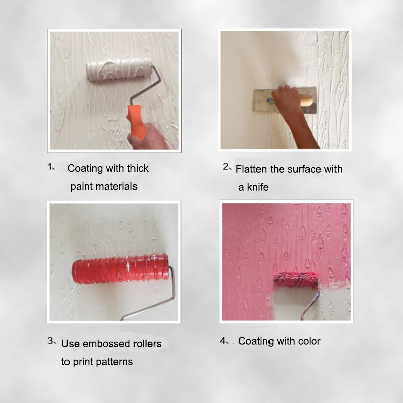 Pattern Paint Roller 10 inch Environmental Protection Stamp Decorative Cylinder Imitate Leather Texture Tools