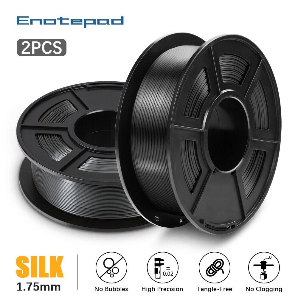 Enotepad PLA Silk filament for 3d filament silk rainbow 3D Printing Materials with Vacuum packaging fast: SILK-BK-2KG