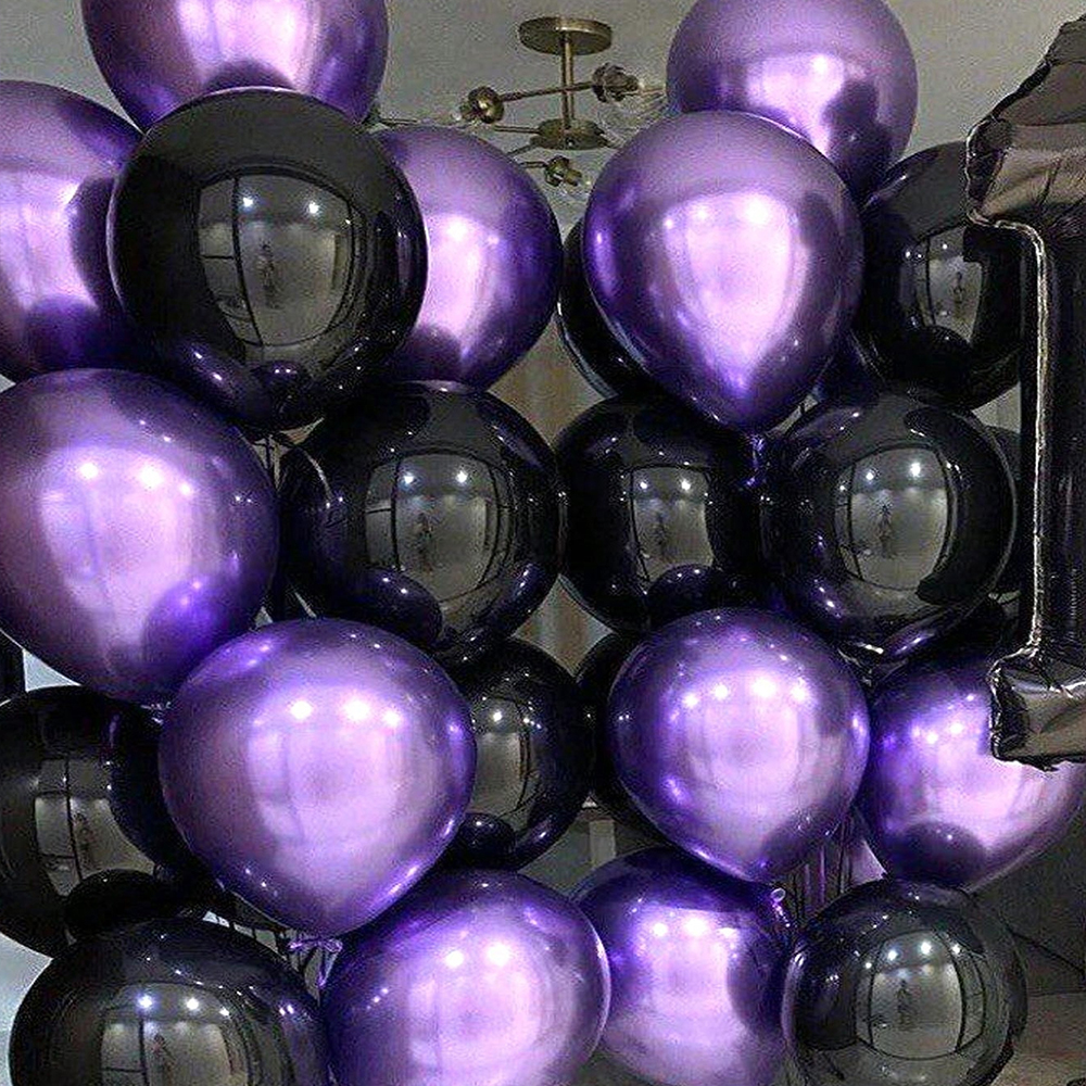 Purple Black Balloons Happy Birthday Banner Balloon Party Decoration Balloons Set For Birthdays, Anniversaries, Themed Parties