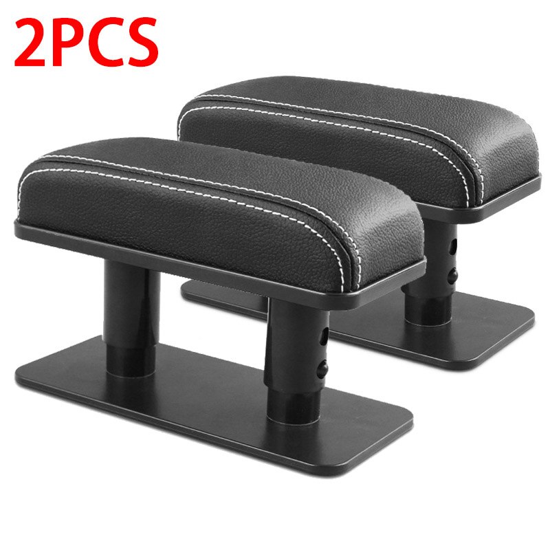Cojín Universal para Reposabrazos de coche, almohadilla protectora para brazo, Codera de cuero Pu, posición de copiloto principal, antifatiga: 2pcs White line