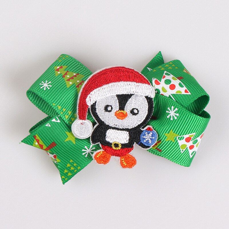 OPPOHERE Cute girl Christmas Bows Hair Clips style Glitter Elk Santa red Colors Hairpin For Kids Festival