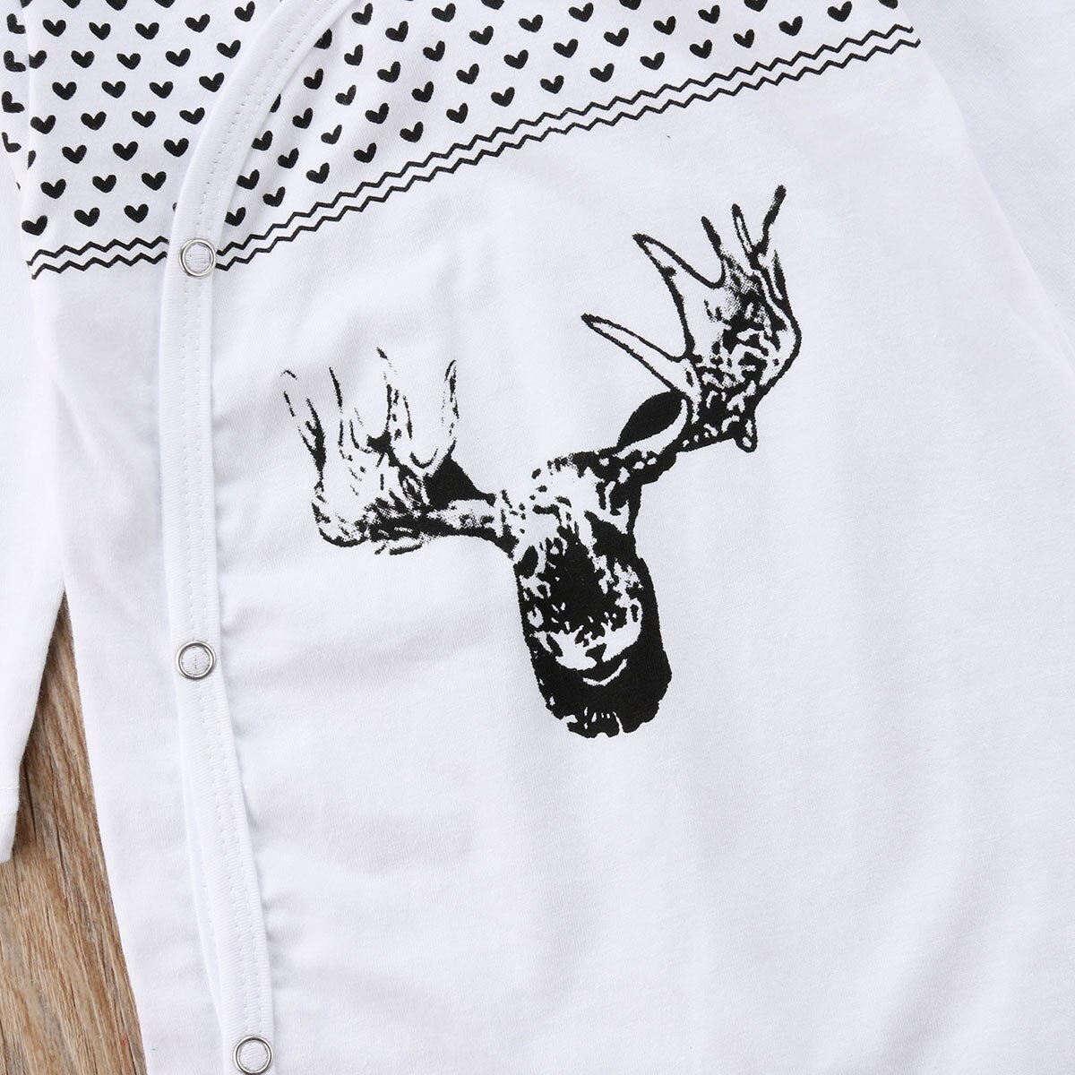 2018 Brand New Natal Da Criança Do Bebê Meninas Meninos Romper Manga Comprida Único Breasted Veados Impressão Macacões Romper Outono Roupas de Inverno