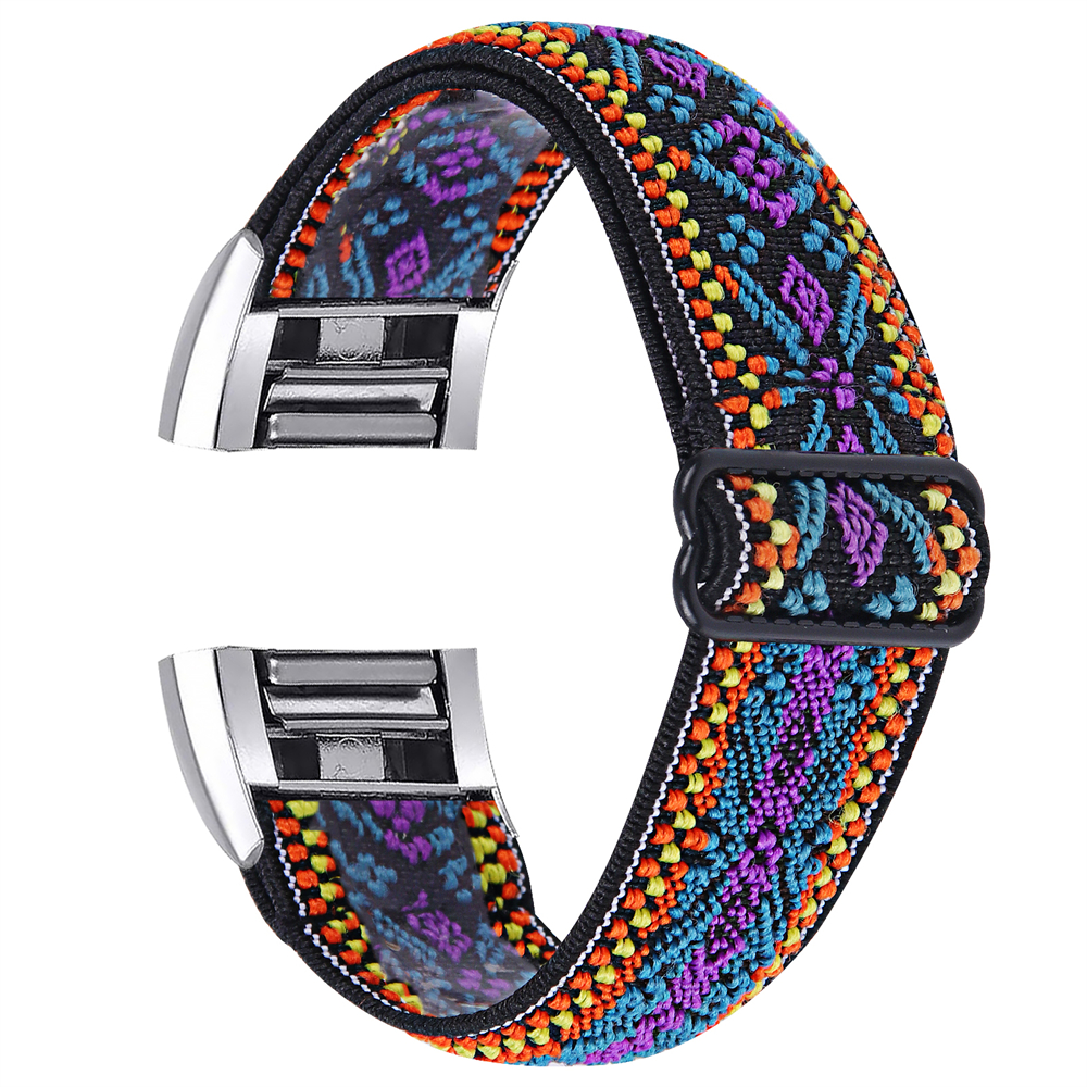 Weiches Nylonband für Fitbit Charge 2, Sport, gewebt, elastisch, dehnbar, Solo-Uhrenarmband, Schlaufe für Fitbit Charge 2 Ersatz: Beige