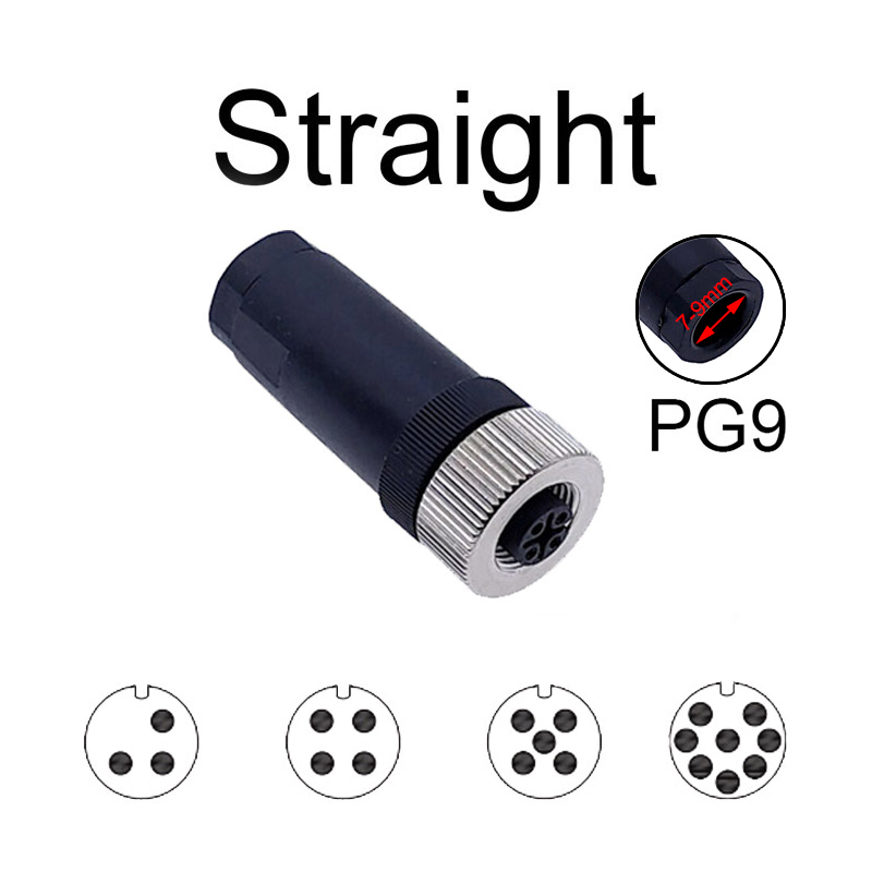 M12-Sensorstecker 4-polig 5-polig M12-8 wasserdichter männlicher und weiblicher Stecker mit Schraubgewinde und Kupplung A-Code-Sensoranschlüsse: WHITE / 3P