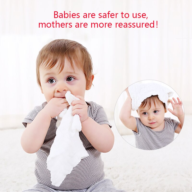 Herbabe 5 stk baby ansigt håndklæde sæt 6 lag 100%  bomuld badehåndklæde fodring tør bøv nyfødt lommetørklæde vaskeklud spyt klude