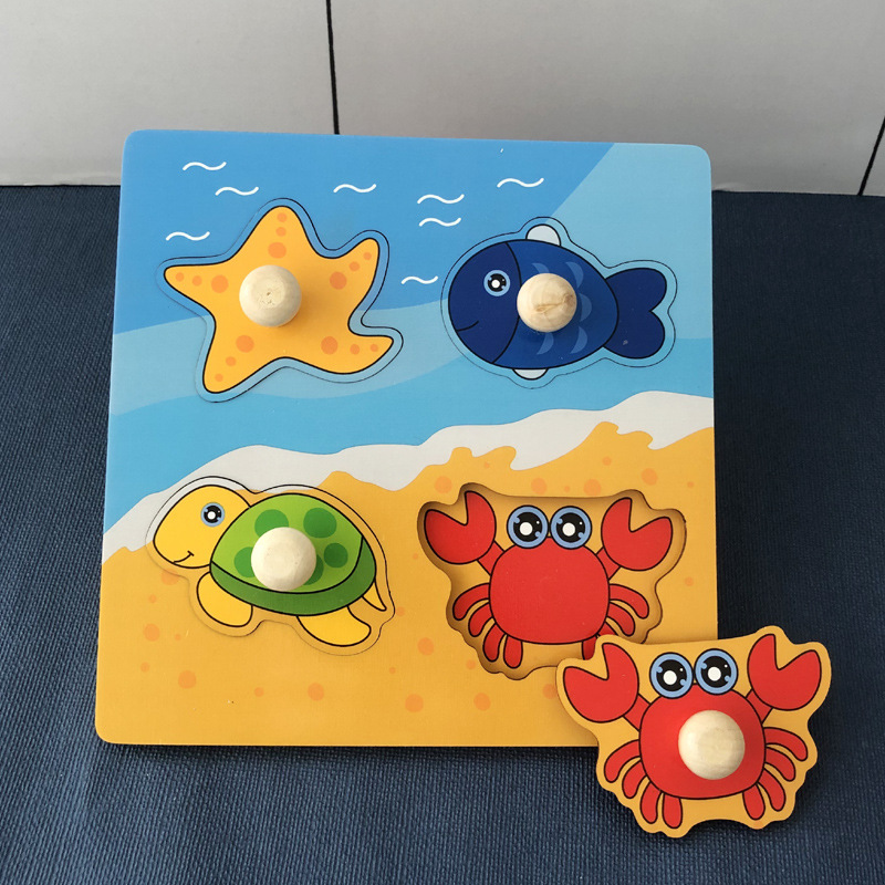 Montessori Wooden Toys for Babies 1 2 3 Years Boy Girl Baby Development Games Wood Puzzle for Kids Educational Learning Toy: Red