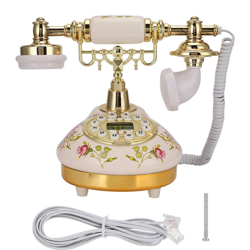 Téléphone rétro Vintage européen en céramique Rose, vieux téléphones avec affichage de l&#39;identification de l&#39;appelant, pour la maison, le bureau, l&#39;hôtel, décoration