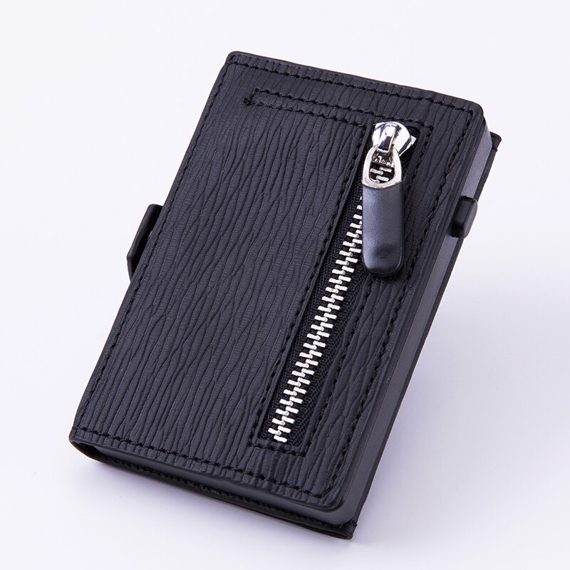 ZOVYVOL – portefeuille intelligent avec bouton de support Pop-up pour hommes, boîte unique, RFID, loquet de crédit, étui à cartes automatique, porte-monnaie: X65 Wooden Black