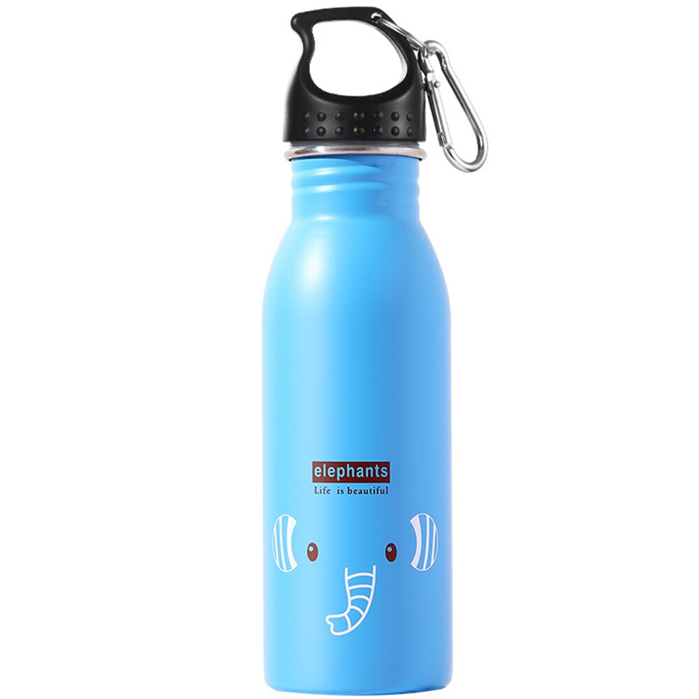 500 Ml Dier Patroon Water Fles Outdoor Sport Geïsoleerde Leuke Cartoon Kids Met Gesp Rvs Bergbeklimmen Camping: Blue 2