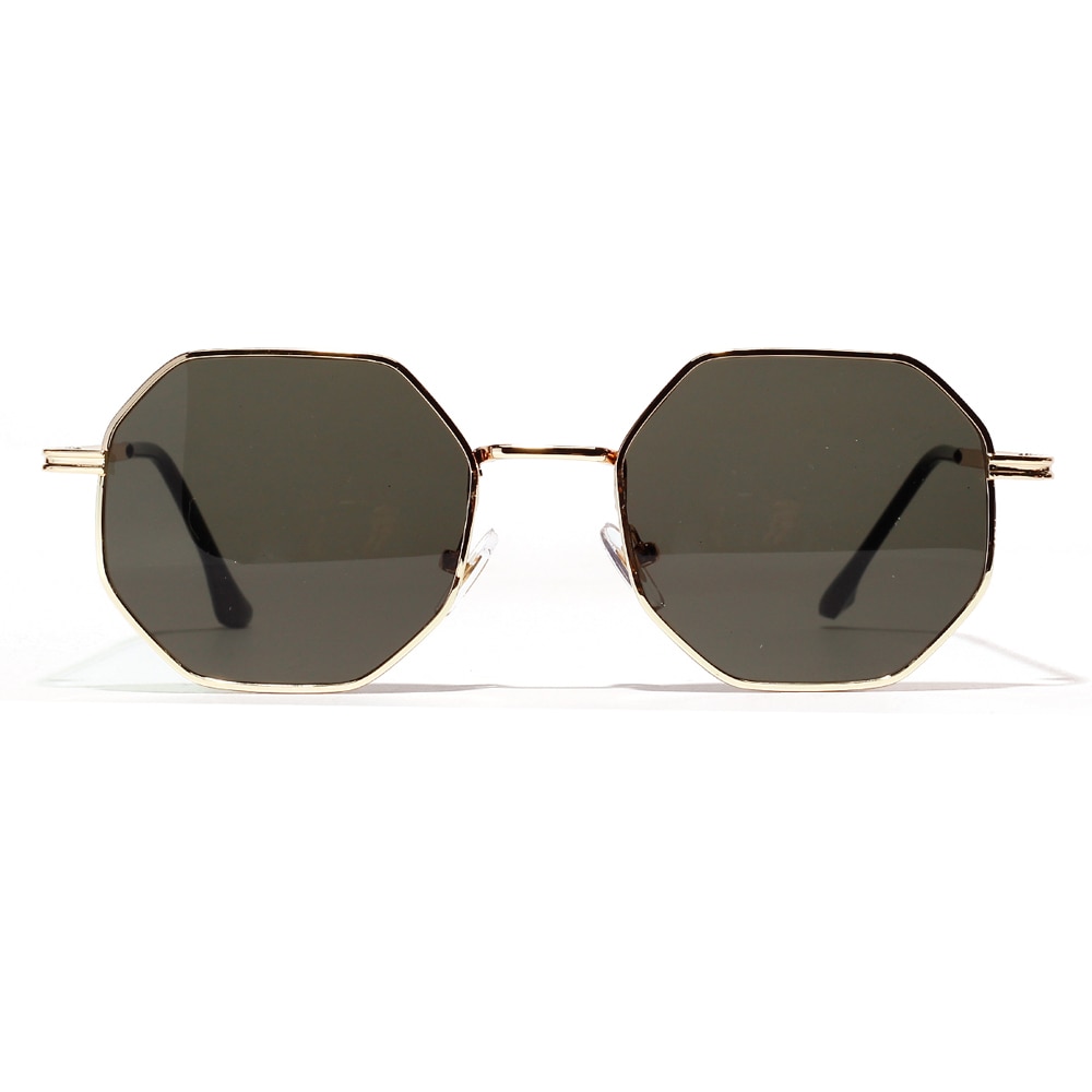 Peekaboo women vintage sunglasses men metal gold green brown male octagonal sun glasses for ladies polygon uv400