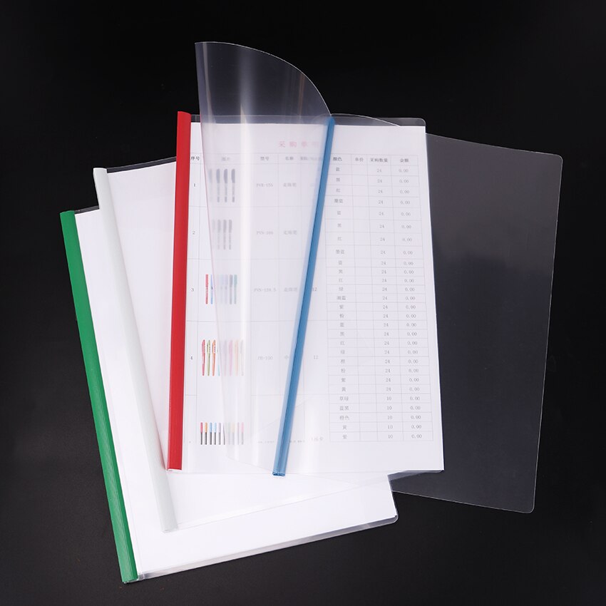 1pc enkle ensfarvede plastik gennemsigtige  a4 dokumentmapper business opbevaringsmappe til papirpapir