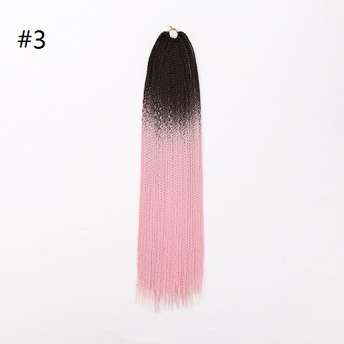 Extensions de tresses synthétiques au Crochet ombrées, 24 pouces, en fibres résistantes à la chaleur, 24 racines/paquet, style rose et bleu, Expo City: n ° 3 / 9 Pcs/Lot