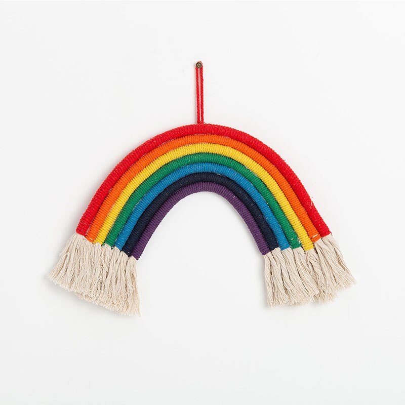 1pc macrame regnbue vægindretning til soveværelse børneværelse baby børneværelser farverigt gobelin farverigt reb vævet kvast væghængende legetøj