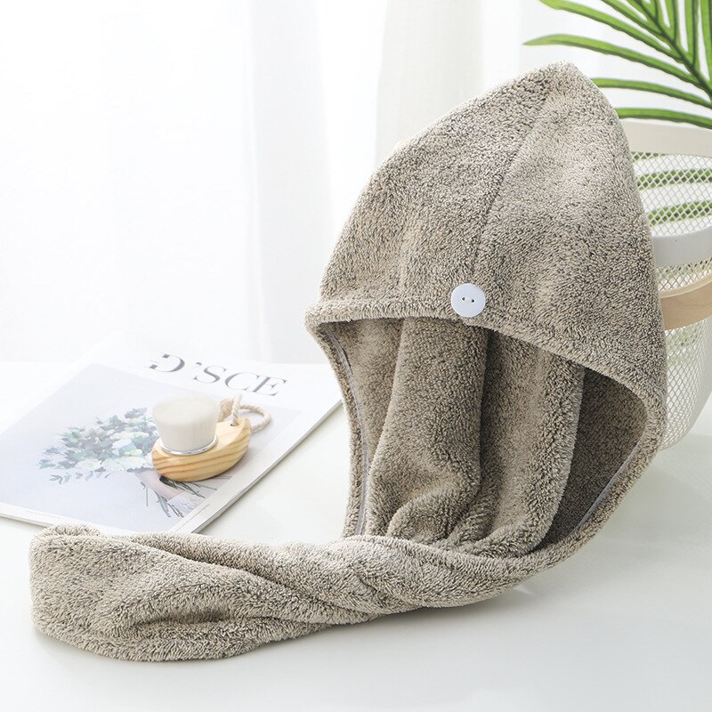 Toallas para el cabello de fibra de carbón de bambú, turbante para la cabeza de baño, secado rápido, Antifrizz, para secar el cabello, para mujeres y niñas: Coffie