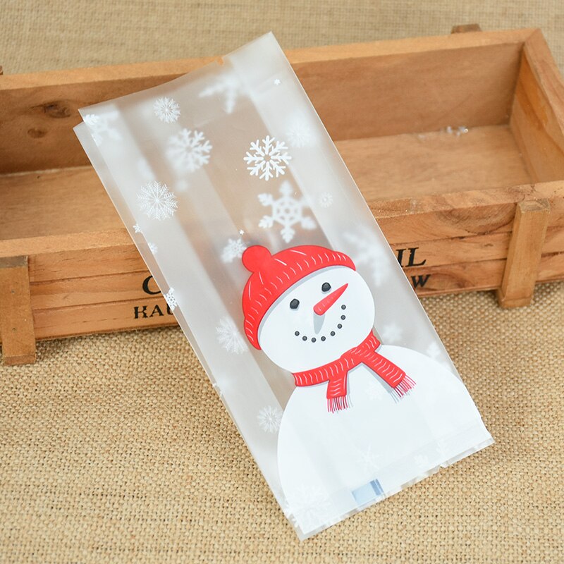 25/50Pcs Leuke Sneeuwman Plastic Zakken Snoep Cookie Bakken Verpakking Zak Kerst Jaar Winter Party Decoratie gunsten