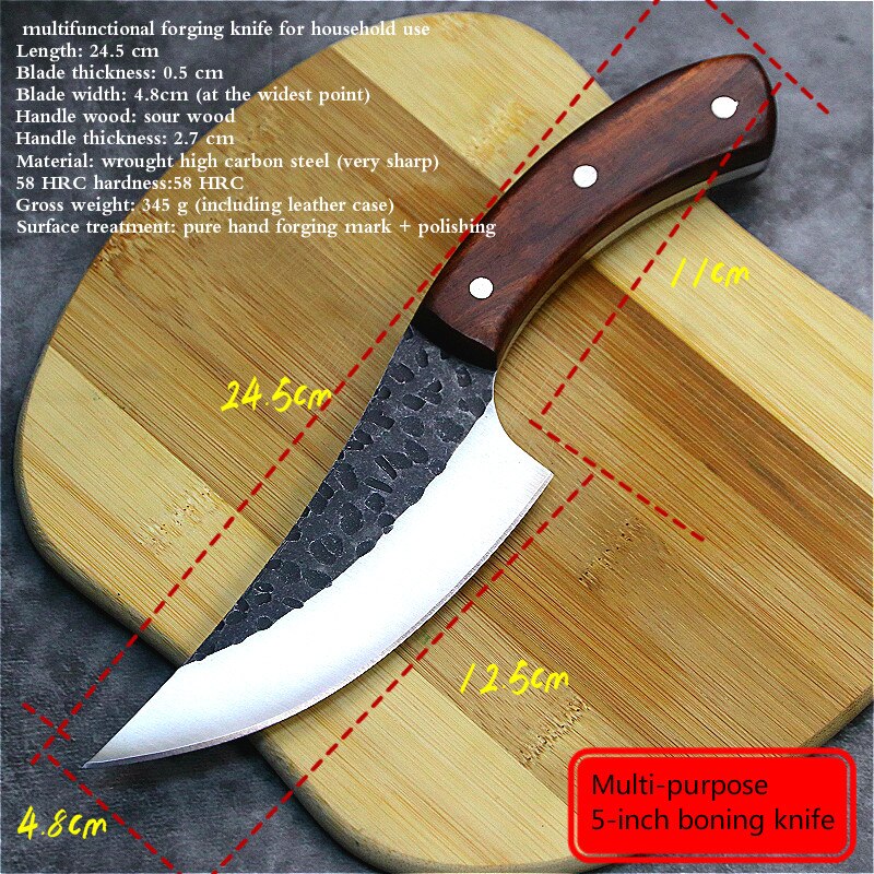 Japanese high carbon steel forged knife, by 30 years of master Tang handmade kitchen knife slicing knife: A-cdB