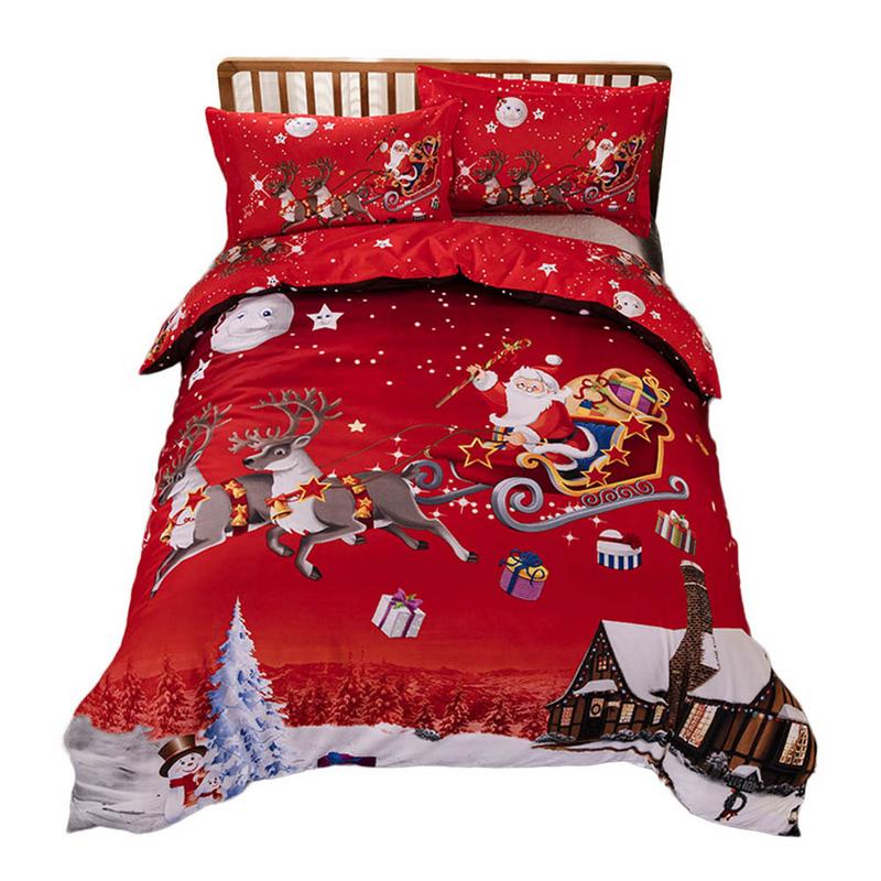 Jul påslakan 3d digitaltryck sängkläder set täcke lakan örngott queen king size sänglinne jul 3 st