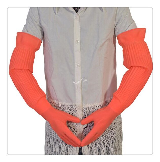 1pc 45/55cm allonger ultra longs gants en caoutchouc imperméables bol plat gants en latex gants en caoutchouc