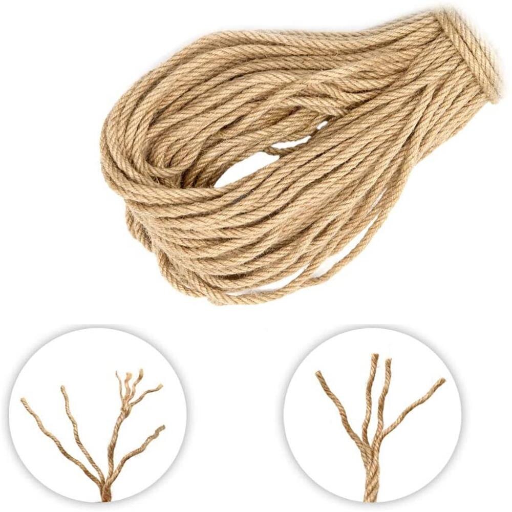Cuerda de Yute Natural de 6mm, cordel trenzado de cáñamo de alta resistencia, cuerda de macramé, artesanía DIY, decoración hecha a mano, rascador para mascotas de 1m-50m